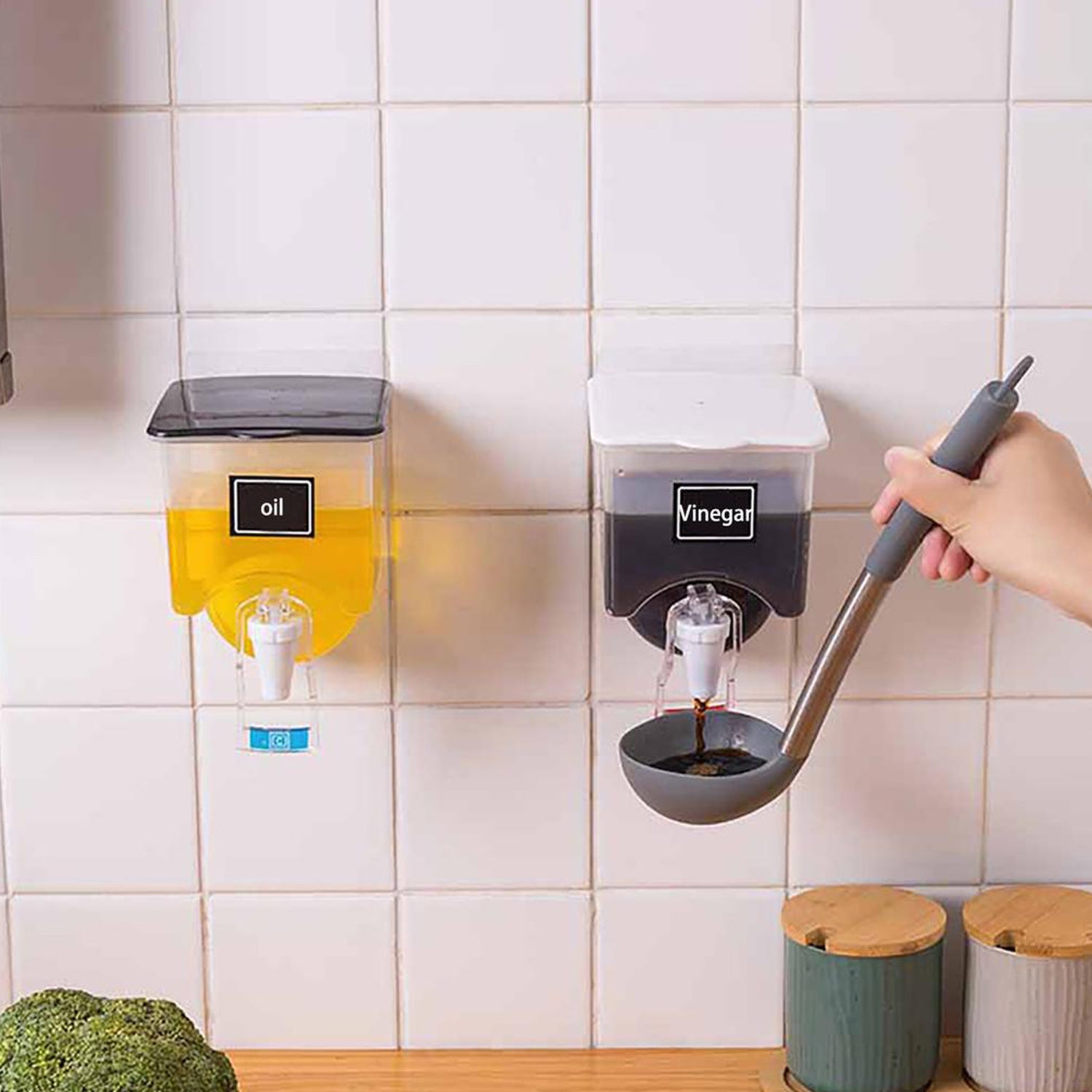 2855 Wall Mounted Automatic Sauce Press Bottle - Container Box - Oil Vinegar Storage Dispenser Kitchen Tool DeoDap 2855 Wall Mounted Automatic Sauce Press Bottle - Container Box - Oil Vinegar Storage Dispenser Kitchen Tool DeoDap